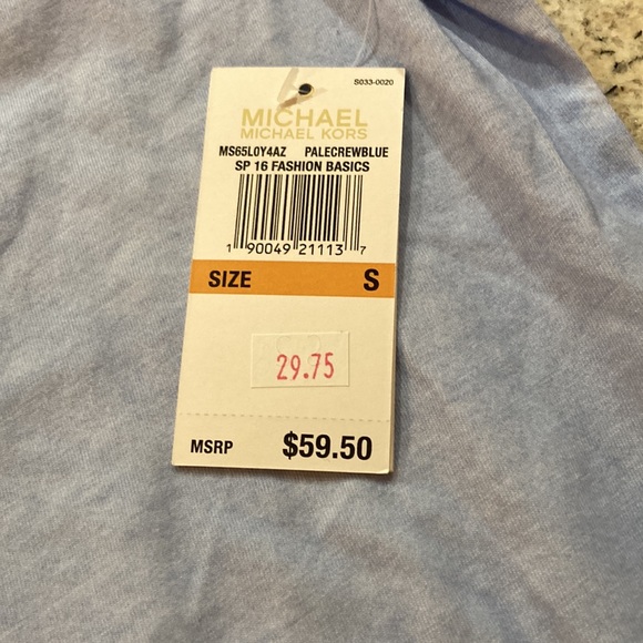 Michael Kori Baby Blue Faded Wash Tee - Picture 3 of 6